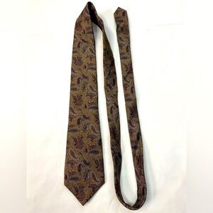 Lilly Dache vintage men’s tie, Paisley brown blue orange